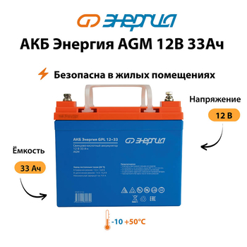 Аккумулятор для ИБП Энергия AGM 12v 33Ah - ИБП и АКБ - Аккумуляторы - omvolt.ru